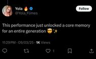 @Yola_Flimes's comment on Katy Perry and Rebecca's live performance - via X